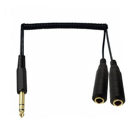 Drrntien Male 6.35mm to 6.35mm 1/4inch Mono Sound Y Splitters Cable 2x6.35mm 1/4 to 6.35mm Stereo Sound Adapters Cable