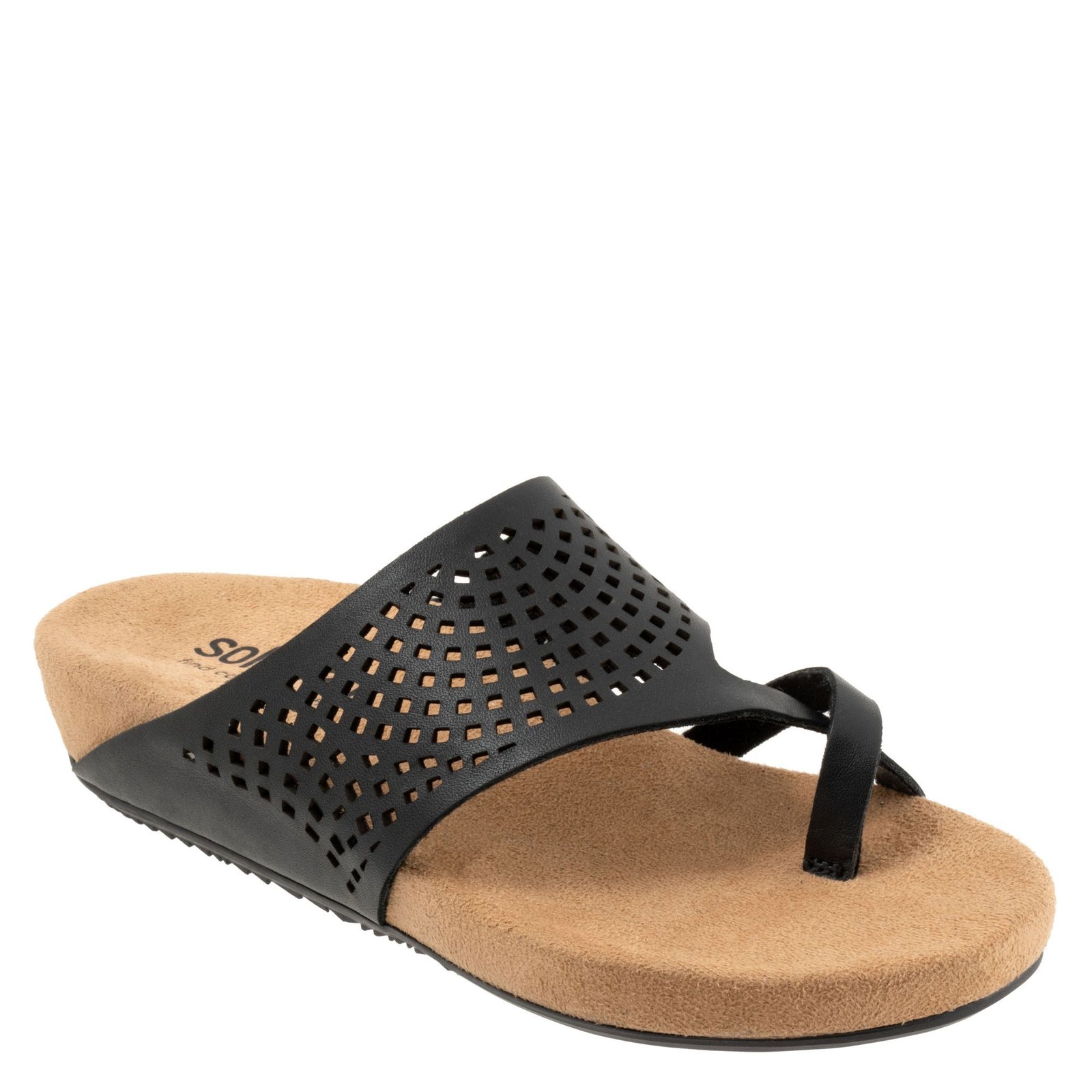 Softwalk Blaine Perf - Womens 7.5 Black Sandal Medium