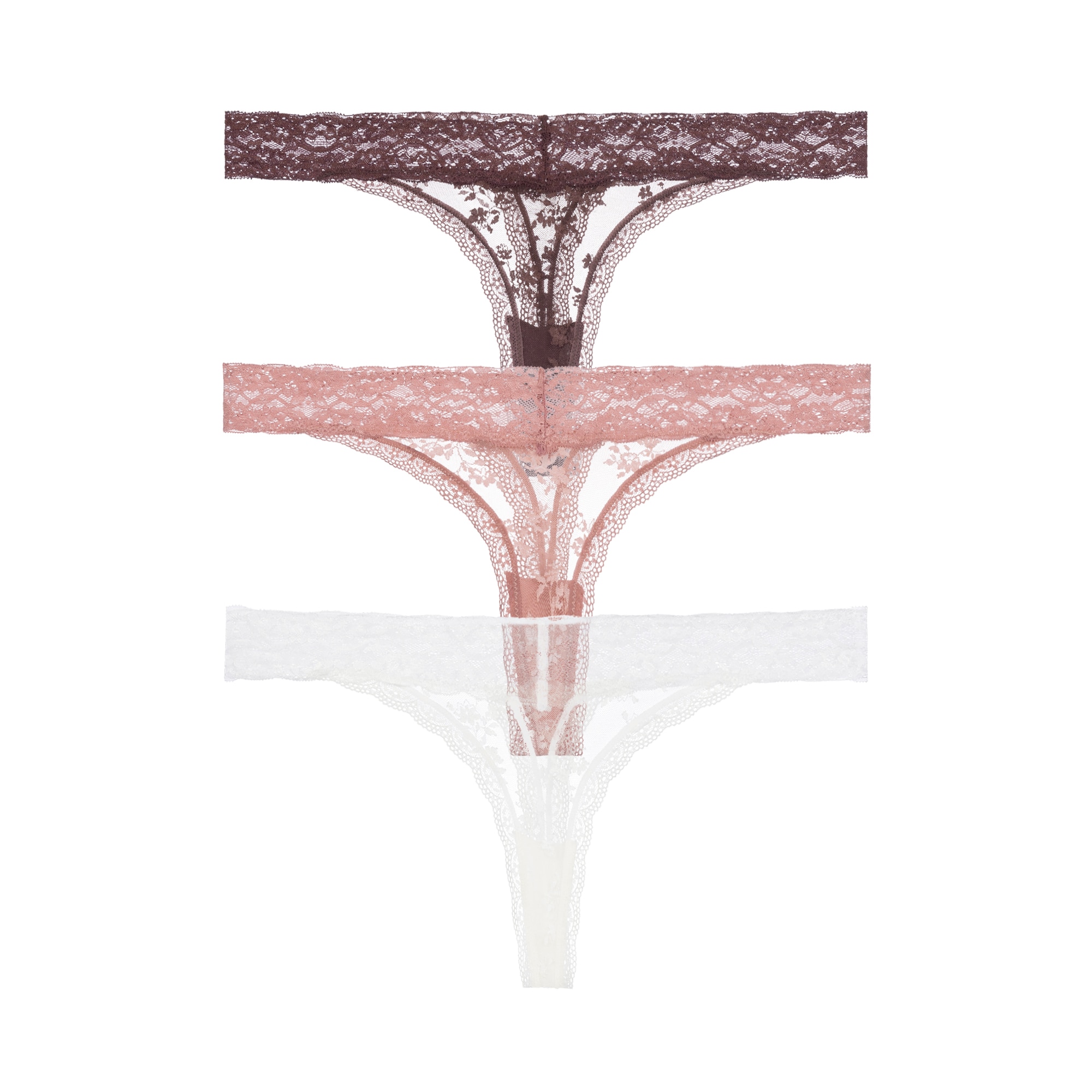Tanga DORINA "Lana Essential Lace", Damen, Gr. XL, ivory, braun, pink, Spitze, Obermaterial: 90% Polyamid, 10% Elasthan, eng, Unterhosen Tanga, leicht transparent, mit Spitze, bequem, weich