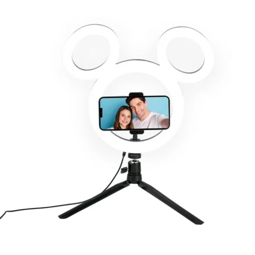 Disney Office | Disney Mickey Large Ring Light Smart Phone Tripod, Nib | Color: Black | Size: Os