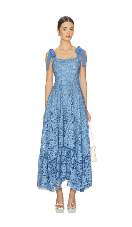 Rosalee Lace Bustier Maxi Dress - Blue - Alice + Olivia Dresses