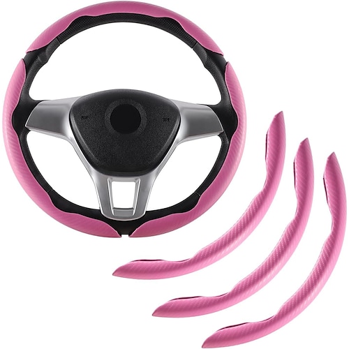 Coprivolante universale in silicone e fibra di carbonio antiscivolo, con sistema di aggancio a clip, protezione segmentata per volante, impugnatura adatta a tutte le stagioni per la maggior parte