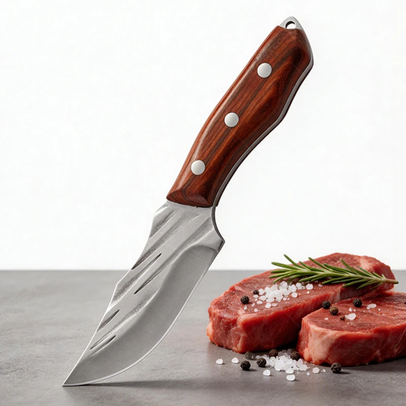 WXCOO Geschmiedetes Ausbeinmesser aus Edelstahl, Schneidemesser für Obst und Gemüse, Allzweck-Schälmesser, Fleischbeil, Metzgermesser Image