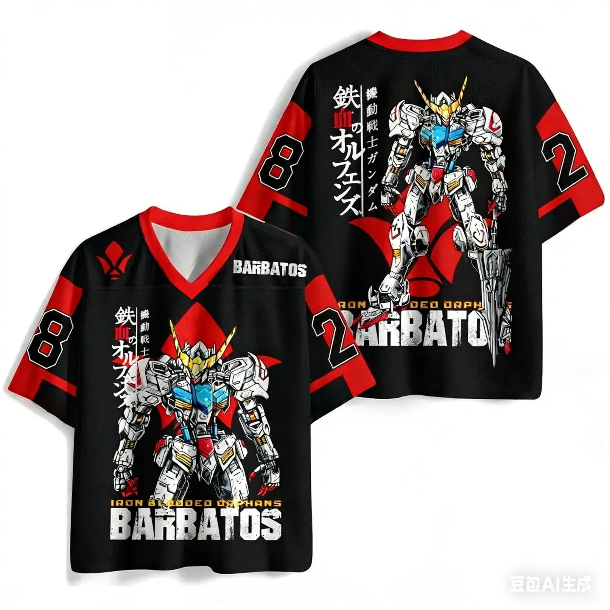 2026 Sommer Bestseller Mode Neues Mobile Warrior Gundam T-Shirt Cooles Hip-Hop Street Eltern-Kind V-Ausschnitt T-Shirt Große Größen