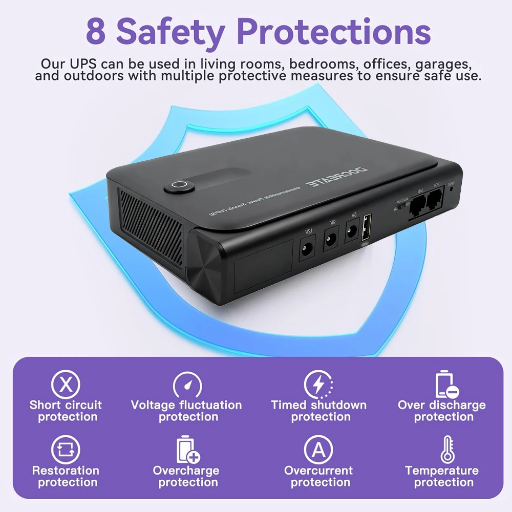 【Ohne Batterie】 36-W-Hochleistungs-USV (Unterbrechungsfreie Stromversorgung) mit 5-V-24-V-Ausgang und austauschbarer 18650-Batterie für Router, NAS, Modem usw. Image