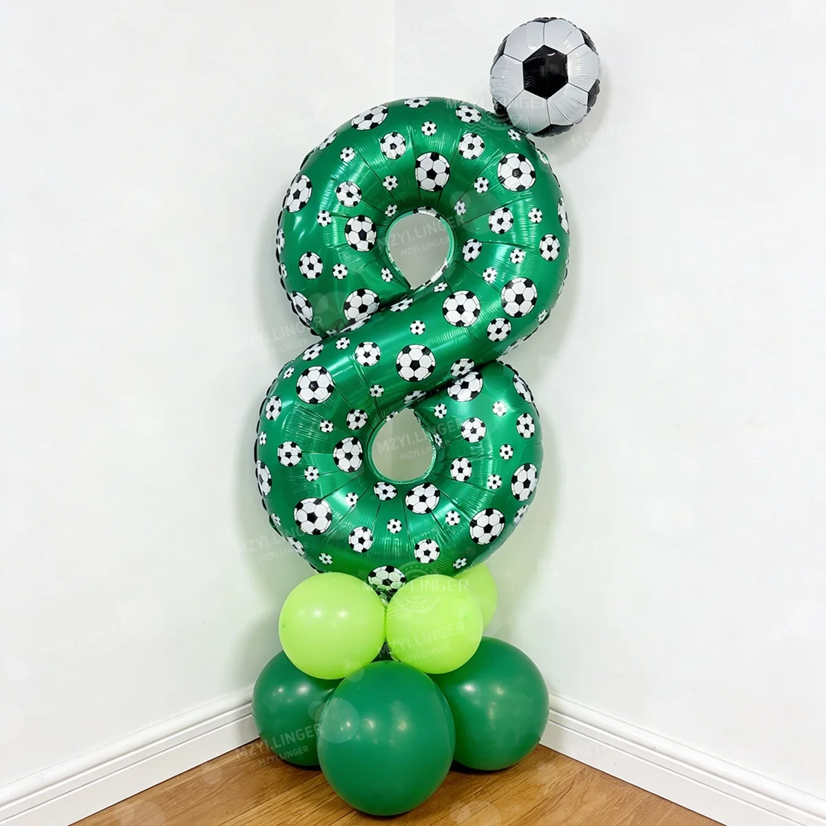 Bedrucktes Fußball-Digitalballon-Set 0-9, Mini-Fußballförmige Ballons für Sportveranstaltungsdekoration, Geburtstagsdekorationsballons. Image