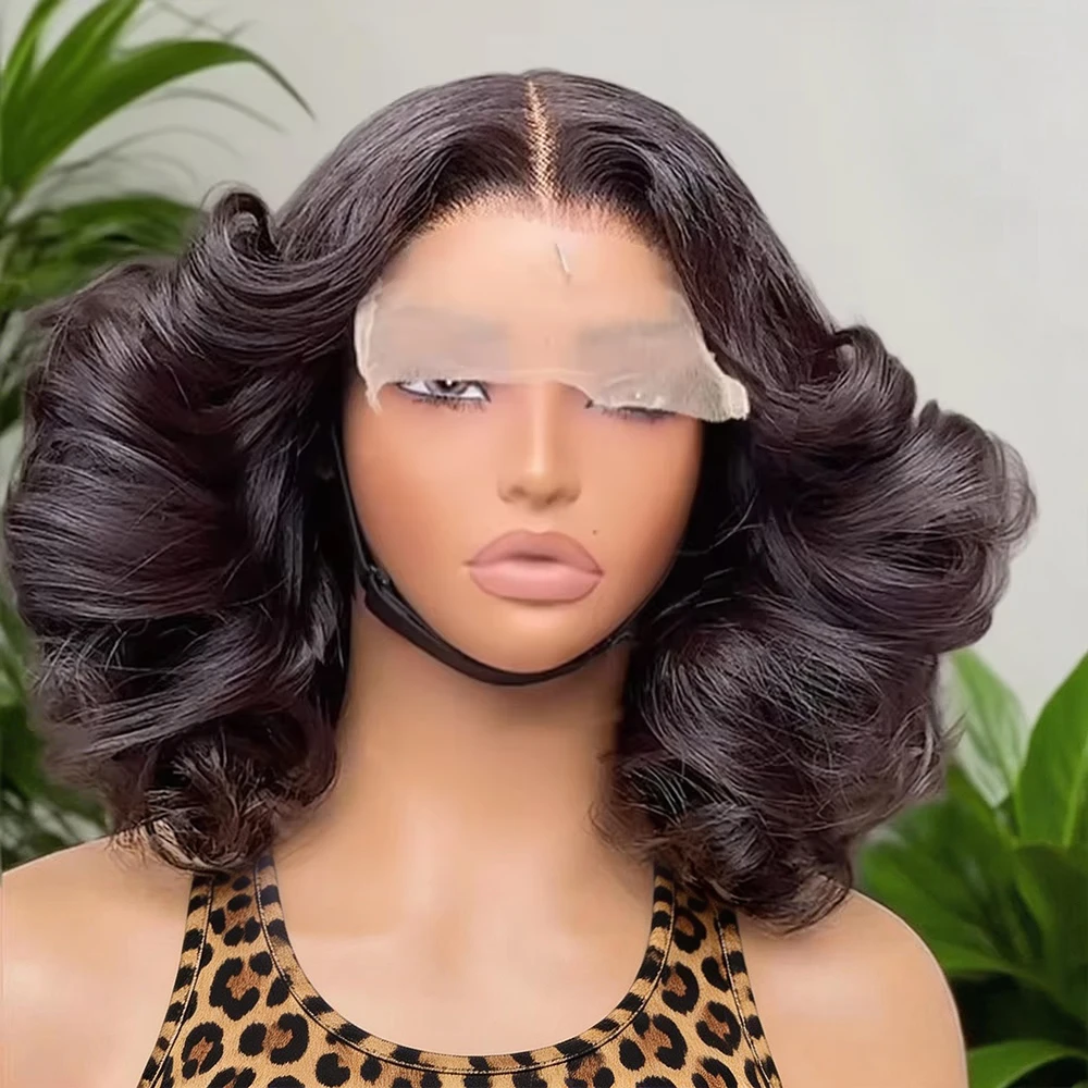 Parrucca Bob Corta in Capelli Umani 100% Body Wave, Parrucca Frontale in Pizzo HD 13x6, 13x4, 7x5, Pronta da Indossare Senza Colla, Parrucche in Capelli Umani per Donne, Densità 250