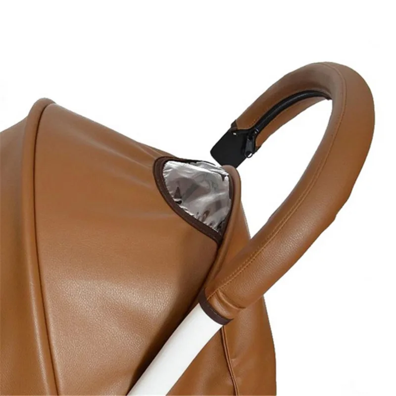 Baby kinderwagen Griff PU Leder Kinderwagen Armlehne Fall Schutzhülle Für Kinderwagen Kinderwagen Universal Anti Slip Abdeckung Pad Weiche Co Image