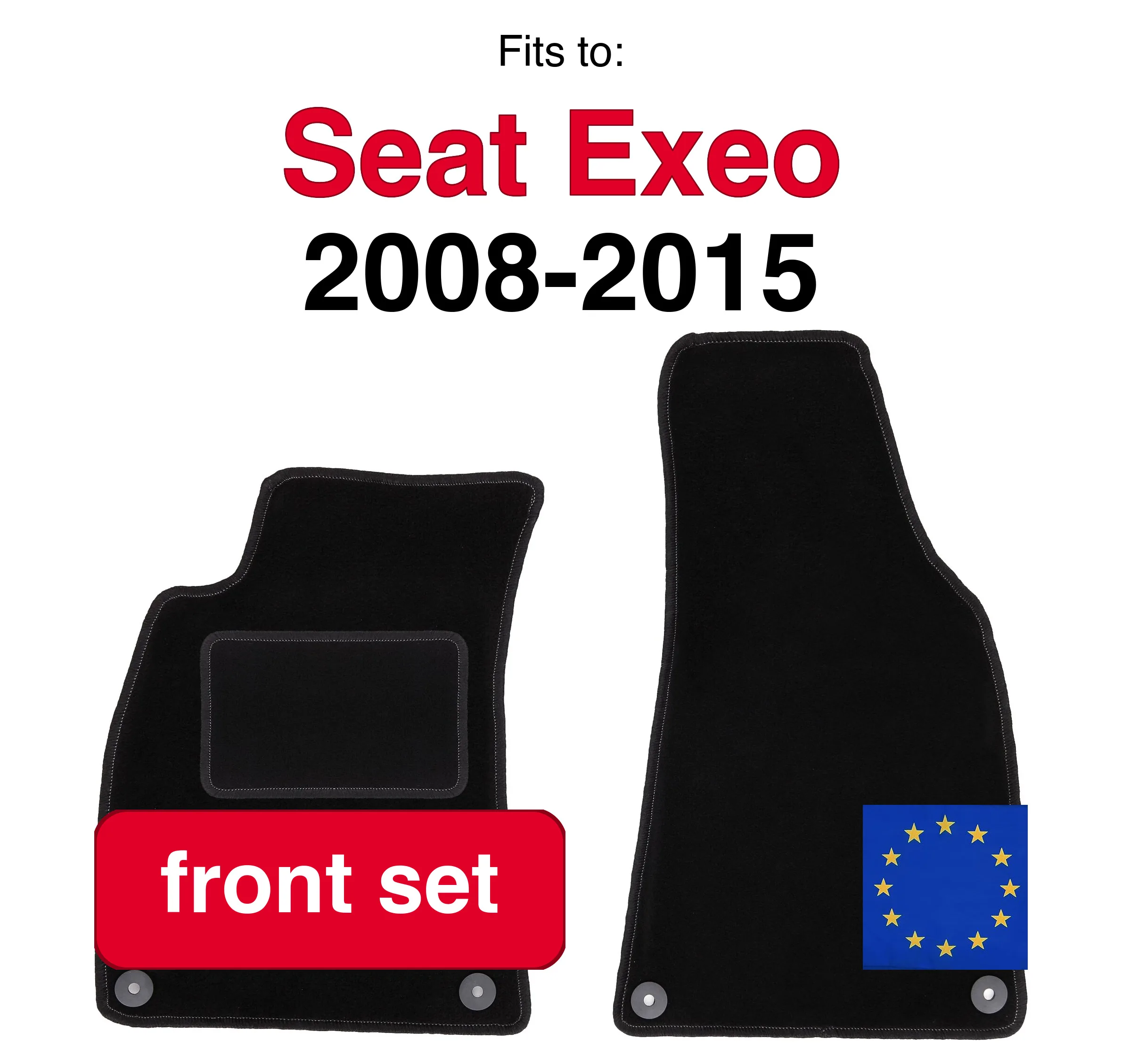 Tapis de sol avant en velours pour voiture, pour Seat Exeo berline et break (2008-2015), noir (2 pièces), ensemble de tapis de sol avant pour voiture