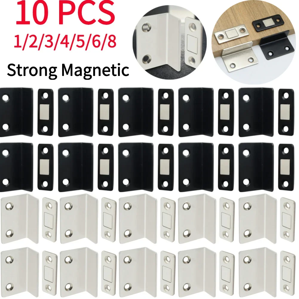 Starke magnetische Schrankverschlüsse, stanzfrei, L-förmig, kollisionssicher, ultradünn, unsichtbar, kollisionssicher für Heimwerker ﻿ Image