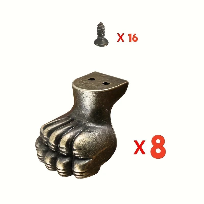 8 Stück antike Messing-Schmuckfüße, Schrankbeschützer für Möbelbeschläge, Holzkisten, dekorative Füße, Eckbeschläge Image