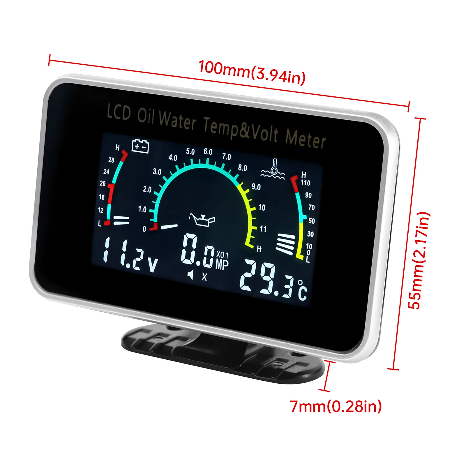 2026 Multifunktionales LCD-Messgerät 3-in-1 Öltemperatur+Wassertemperatur+Voltmeter mit Sensor 1/8NPT für Auto LKW 12V24V Image