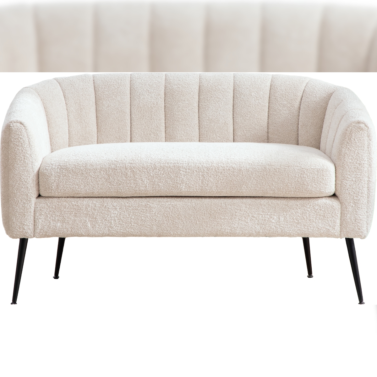 STILVORA Zweisitzer-Sofa Chenille Beige mit Metallfüßen und abnehmbarem Sitzkissen Image