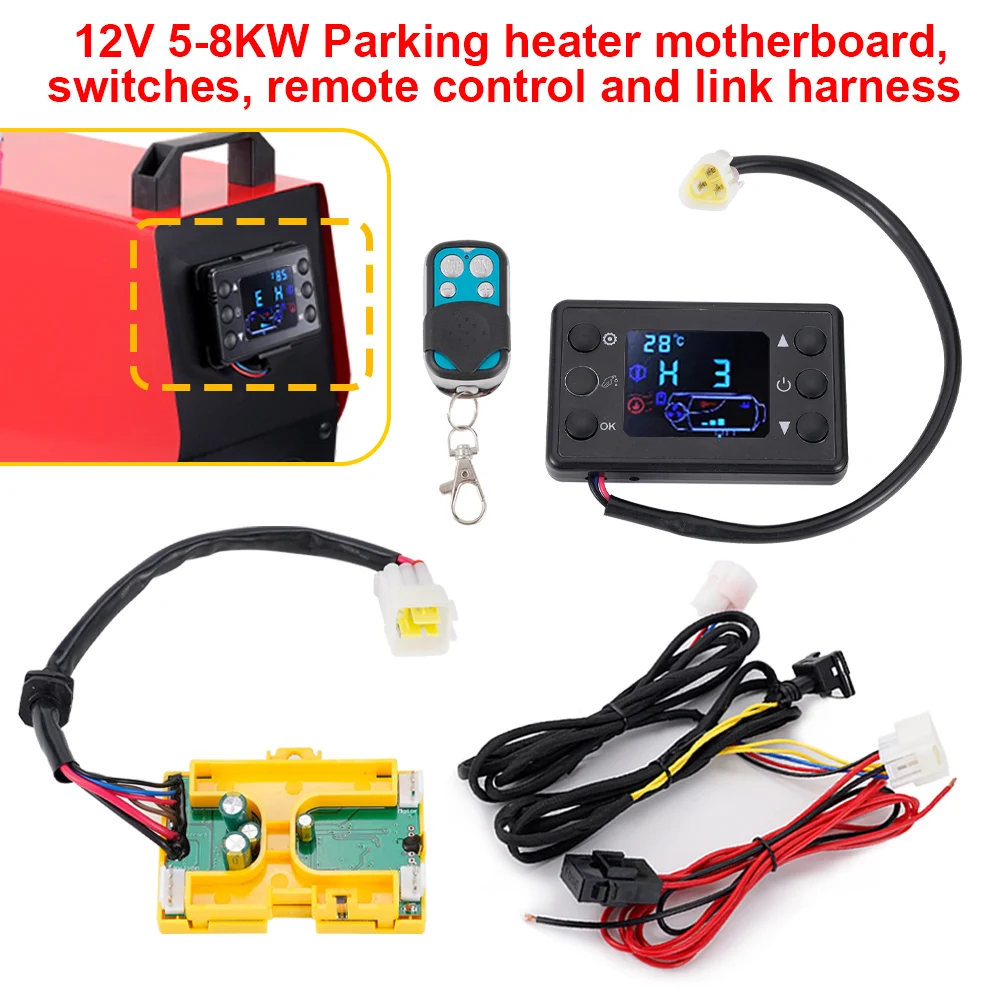 12V 5KW Schwarz 6-taste LCD Schalter Für Air Standheizung Controller Board Hauptplatine Fernbedienung Anschluss kabelbaum Image