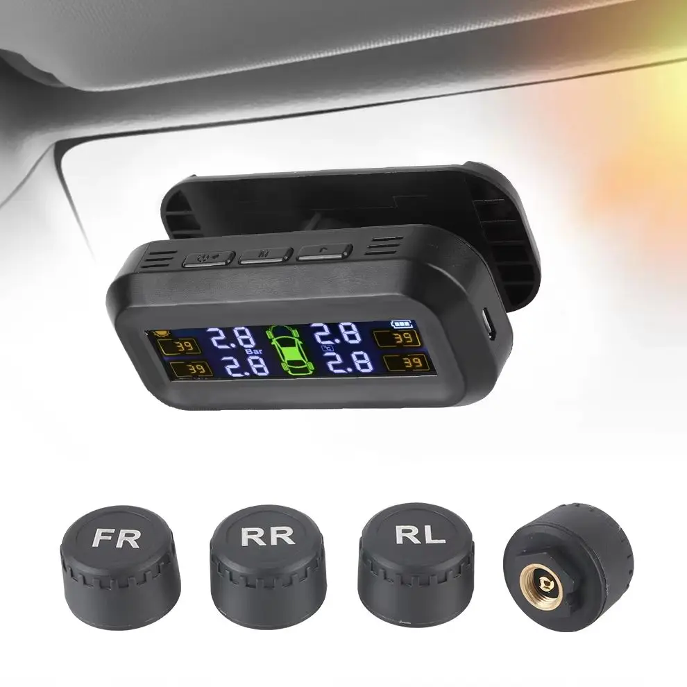 Reifendruckkontrollsystem Temperaturwarnung Neue C Externe Batterieversion Sensoren Solar TPMS Autoreifendrucküberwachung Image