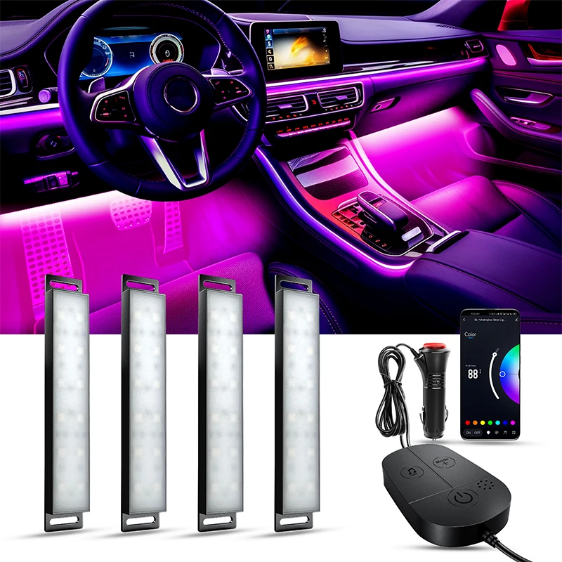 Auto Innen Umgebungs Fuß Brunnen Licht Im Auto APP Steuerung Neon LED Unten Auto Licht für Auto Innen Umgebungs Beleuchtung Auto Neon Lichter