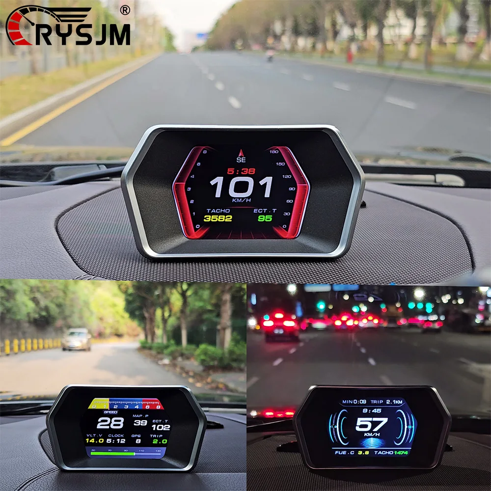 P17 HUD OBD2 GPS Bordcomputer Autoelektronik Zubehör Head-Up-Display Fahrzeuggeschwindigkeit Spannung Mit Übergeschwindigkeitsalarm-Anzeige