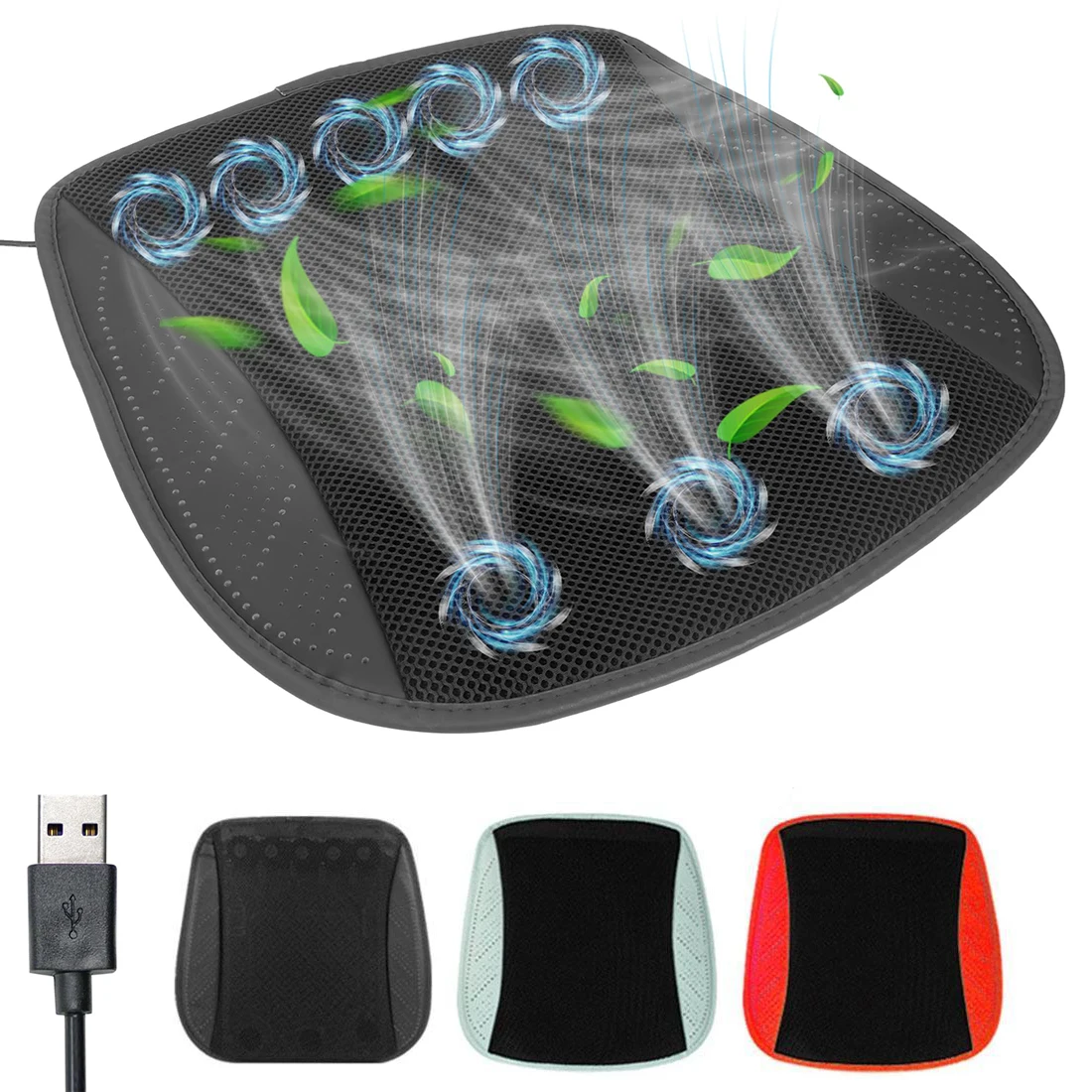 Sommer Universal Auto Kühlkissen mit 5/8 Lüftern, drei Windverstellung gekühltes Stuhlkissen USB Sitzkissen Innenzubehör Image