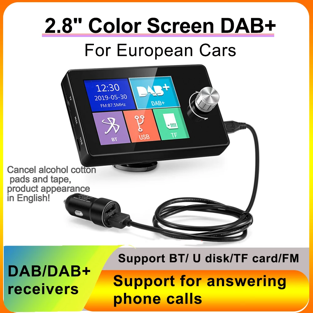 Ezonetronics DAB Radioempfänger im Auto mit Bildschirm, Stereo-Sound, digitales Signal, Antenne, Rundfunk-Adapter, FM-Transmitter Image