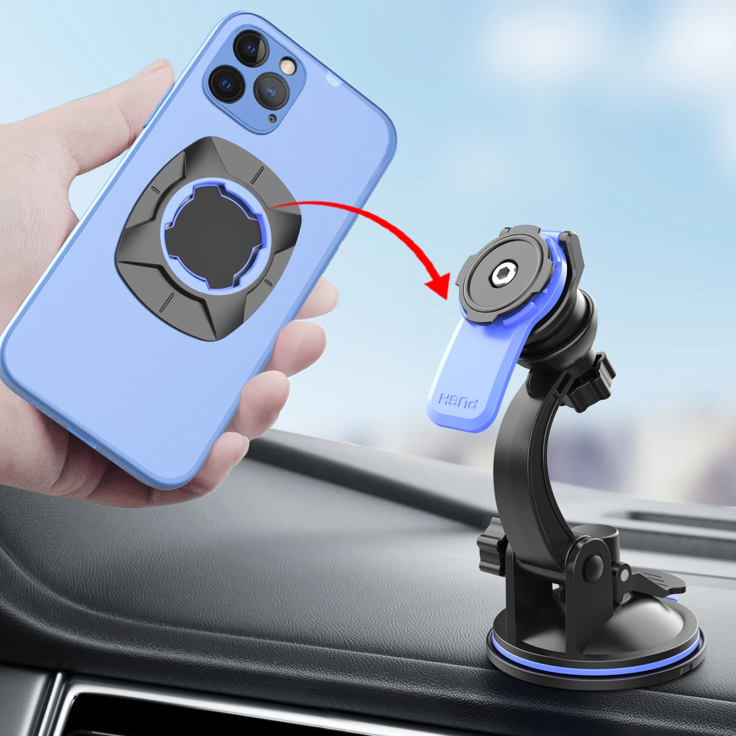 Telefonhalter für Ihr Auto Handyhalterung für Armaturenbrett Windschutzscheibenhalterung LKW-Ständer Universelle Telefonhalterung 360° ° drehbar Image