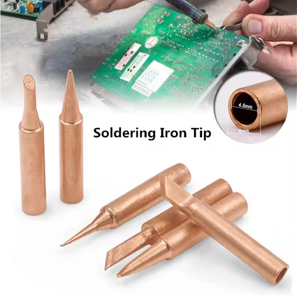 5PCS Kupfer 900M-T Lötkolben Spitze Set Elektrische Lötkolben-freies Schweißen Tipps Kopf BGA Löten Werkzeuge schweißen Tipps Image