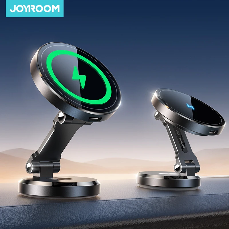 Joyroom Magnetischer Autotelefonhalter, 15 W, kabelloses Laden, Handyhalter, Ladegerät, faltbar, mit drehbarem Ladepanel für 4,7–7 Zoll Image