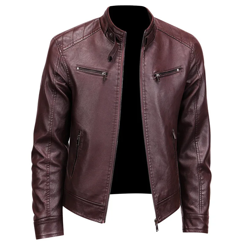 Nuove Giacche in Pelle da Moto alla Moda per Uomo, Cappotti Slim con Colletto Rialzato in Pelle PU, Giacche Casual Sottili in Pelle per Uomo 5XL