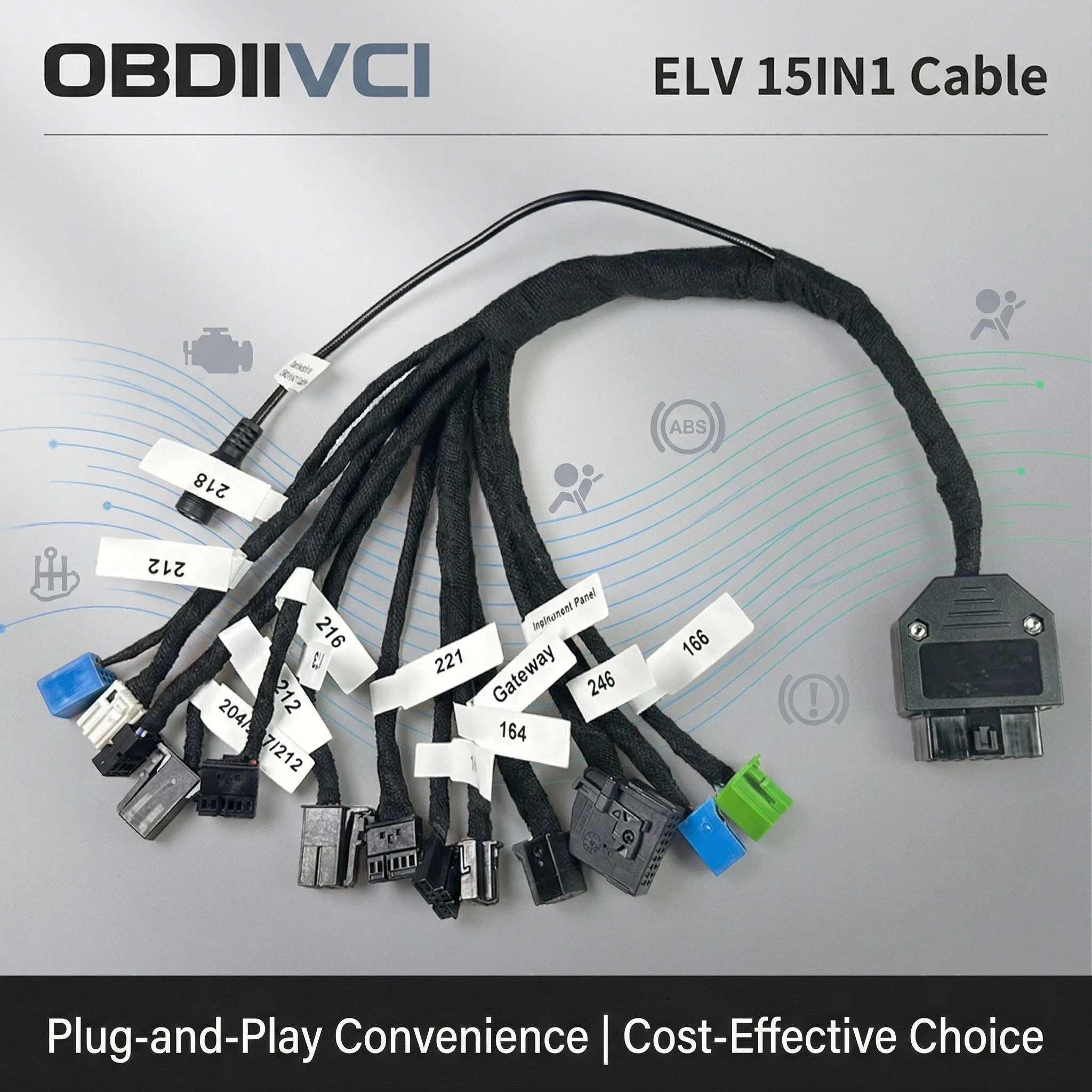 15-in-1 EIS ELV EZS Cluster-Plattform-Testkabel für Benz W164 W212 W221 W246 W218 W204 VVDI CGDI ACDP IM508 MB Tool Image