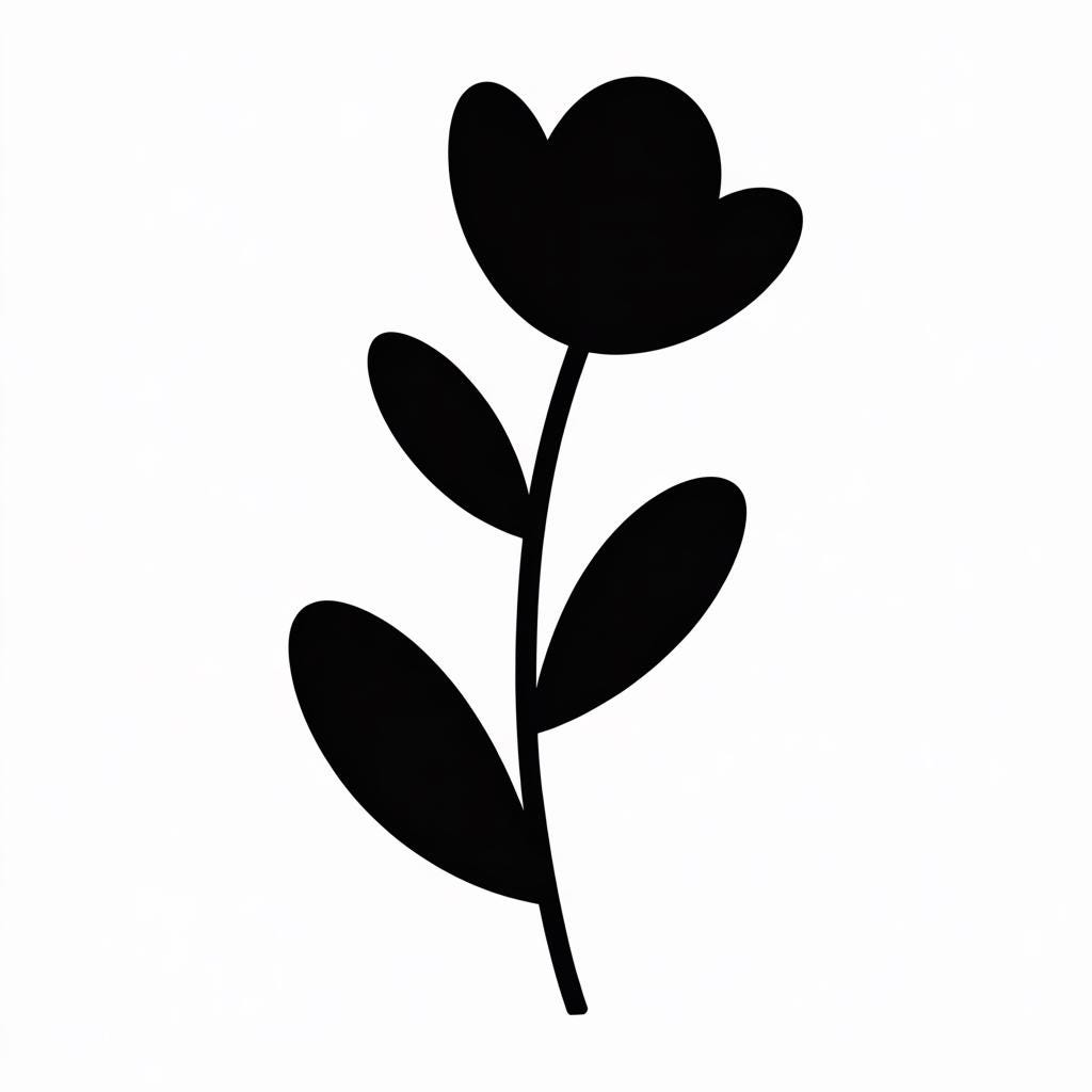 File di taglio SVG con silhouette di stelo di fiore semplice | File SVG con pianta botanica | File di taglio Silhouette Cricut | File SVG con foglia f