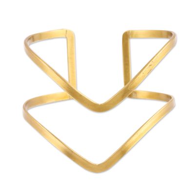 Angular Elegance,'Angled Brass Cuff Bracelet Crafted in India'