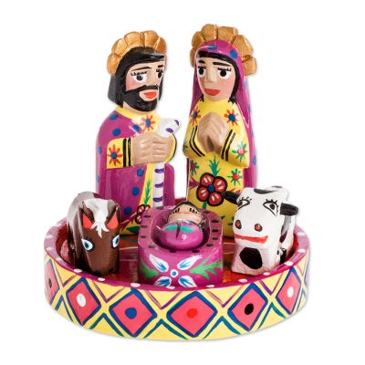 Wood nativity scene, 'Petite Creche' (set of 7)