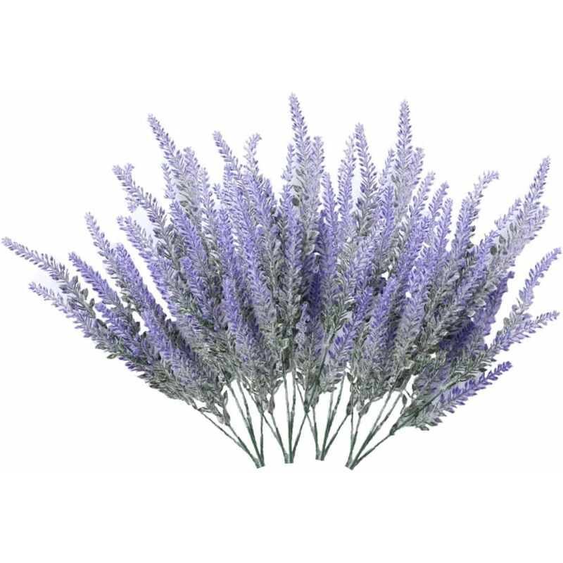 Minkurow 4 Mazzi Di Fiori Artificiali Floccati Fiori Artificiali Piante Di Lavanda Fiori Artificiali Decorazione In Vaso (viola)