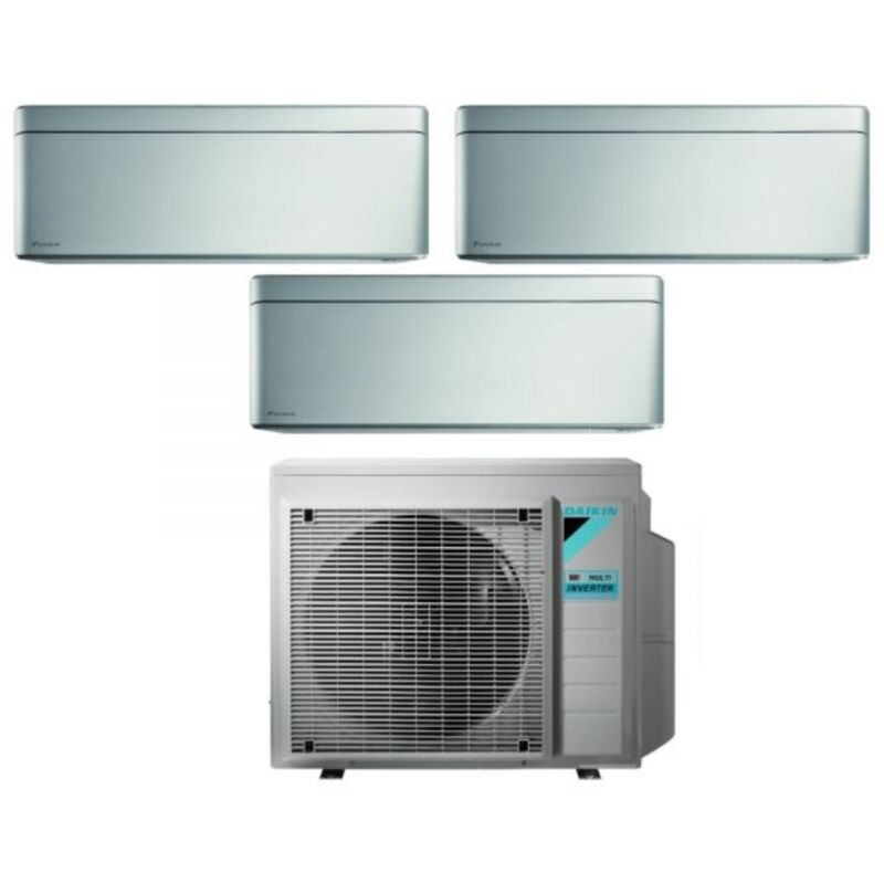 Daikin - Climatizzatore Condizionatore Bluevolution Trial Split Inverter Serie Stylish Total Silver 9+9+9 Con 3mxm52n R-32 Wi-fi Integrato 9000+9000+9000 Colore Grigio - Garanzia Italiana
