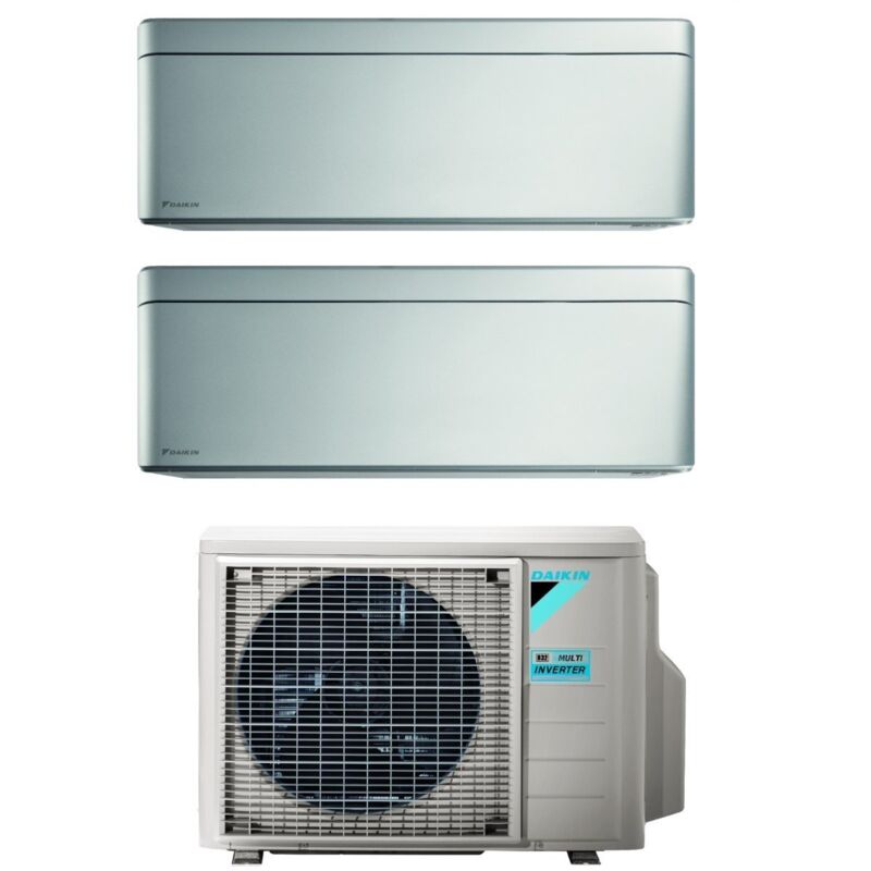 Daikin - Climatizzatore Condizionatore Bluevolution Dual Split Inverter Serie Stylish Total Silver 9+12 Con 2mxm40a R-32 Wi-fi Integrato 9000+12000 Colore Grigio Garanzia Italiana