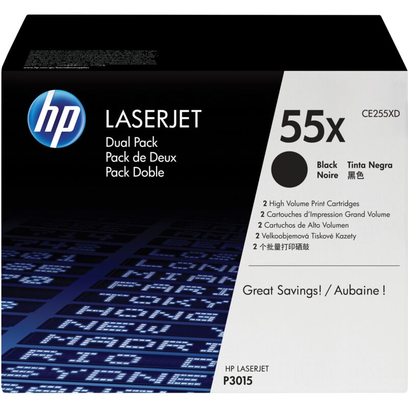 Hp 55x 2 Pack High Yield Black Original Laserjet Toner Cartridges Cartuccia Toner 2 Pz Originale