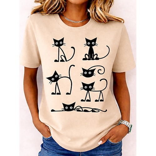 Damen T Shirt Druck Blumen Grafik Mode Stilvoll Klassisch Kurzarm Rundhalsausschnitt Rundhals Lange Oberteile Lässig Täglich Wochenende Salbeigrün Weiß Rosa Beige Sommer Frühling Image