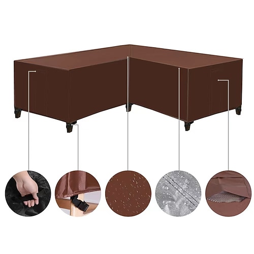 Gartenmöbelabdeckung, L-förmige Lounge-Abdeckung, wasserdichte Rattan-Sofaabdeckung, für Gartenmöbel, Sitzgruppen, Ecksofas, Ecklounge-Sets, Plane (270 x 270 x 90 cm, schwarz) Image