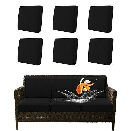 100 % wasserdichte und fleckenabweisende Outdoor-Kissenbezüge für Gartenmöbel, Sofas, Stretch-Sitzkissen, Ersatzbezüge, einfarbig