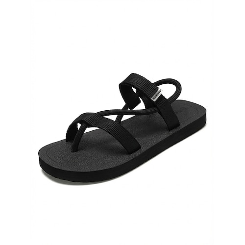 Braune Herren-Sandalen mit gekreuzten Riemen, offene Zehenpartie, lässige Sommerschuhe, leichte und bequeme Strandschuhe für Resorts und Pools, Urlaubsreisen, tropische Kurztrips und den Alltag bei warmem Wetter Image