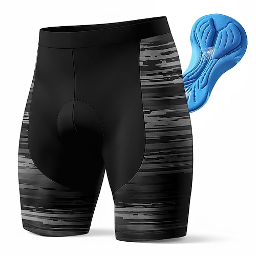 Herren Geometrisch Radsport-Radhose: Fahrradshorts Gepolsterte Fahrradhose Fahhrad Shorts Unterteile Schmale Passform Sport 3D-Polster Schnelltrocknend Schweißableitend Atmungsaktiv Blau Dunkelgrau Image