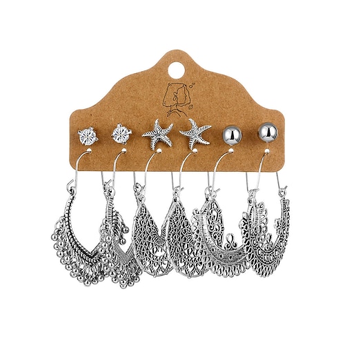 Set aus türkisfarbenen Ohrringen im Boho-Stil für Damen, Kollektion mit verschiedenen Ohrhängern und Ohrsteckern für Strandurlaub, Freizeitkleidung, Reisen und Resort-Looks Image