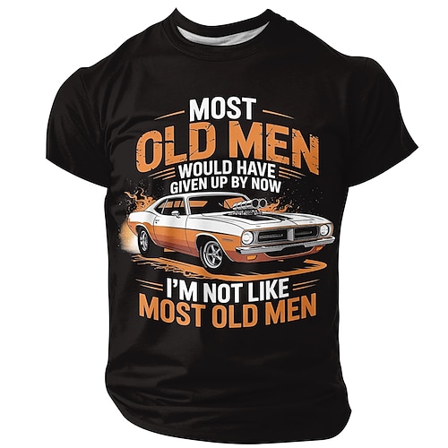 Herrenmode: Die meisten alten Männer hätten längst aufgegeben, ich bin nicht wie die meisten alten Männer. Muscle-Car-Vintage-Retro-T-Shirt mit Grafik, Rundhalsausschnitt, Kurzarm, Geschenk für Opa Image