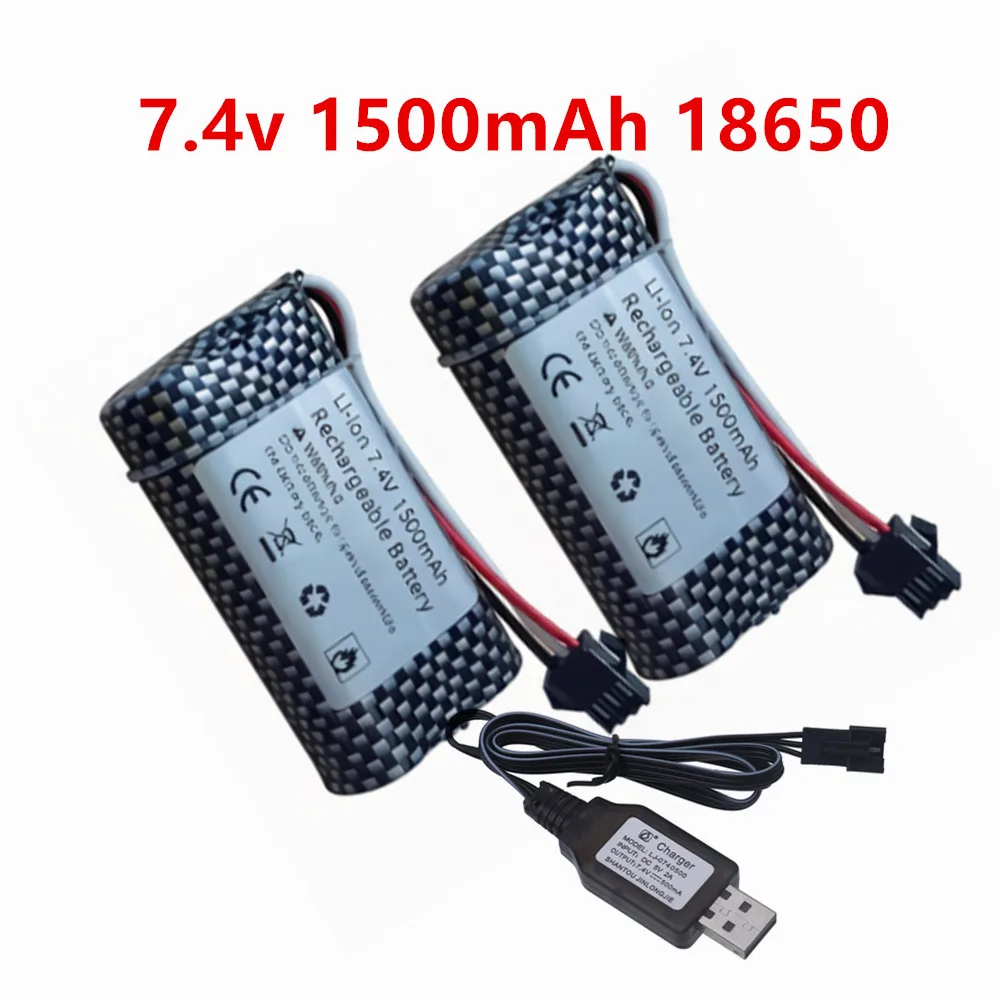 Batteria per auto telecomandata MN82 7.4V 1500mAh, caricabatterie MN128 MN78 LC79 per auto RC acrobatica con controllo gestuale SM3p