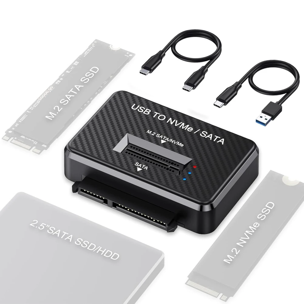 Box esterno per SSD M.2 NVMe SATA, lettore di hard disk, trasferimento dati SSD, adattatore USB 3.0 a SATA per HDD/SSD da 2,5 pollici M.2 2230 2242 2280 22110