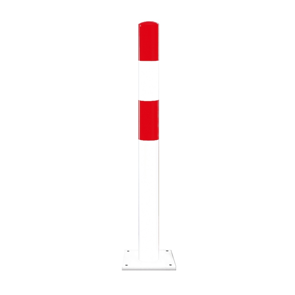 PROREGAL Rammschutz-Poller S zum Aufdübeln | HxØ 120x9cm | Materialstärke 3,6mm | Feuerverzinkter & kunststoffbeschichteter Stahl | Rot-Weiß Image