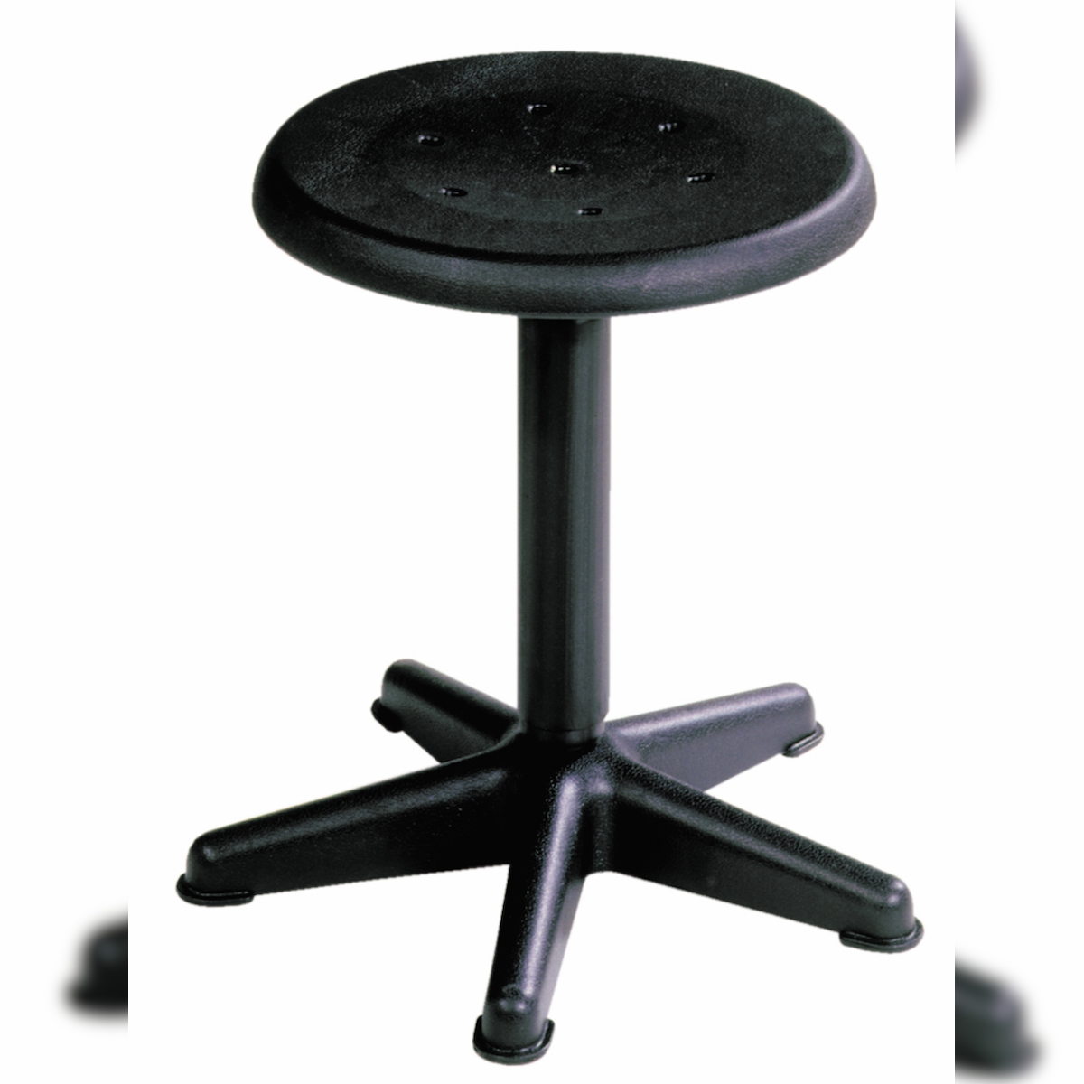 PROREGAL Drehspindel-Hocker Atlanta | Sitzhöhe 41-60cm | Tragfähigkeit 110kg | Kunststoffsitz | Platzsparendes Kunststof-Fußkreuz & Gleiter | Schwarz Image