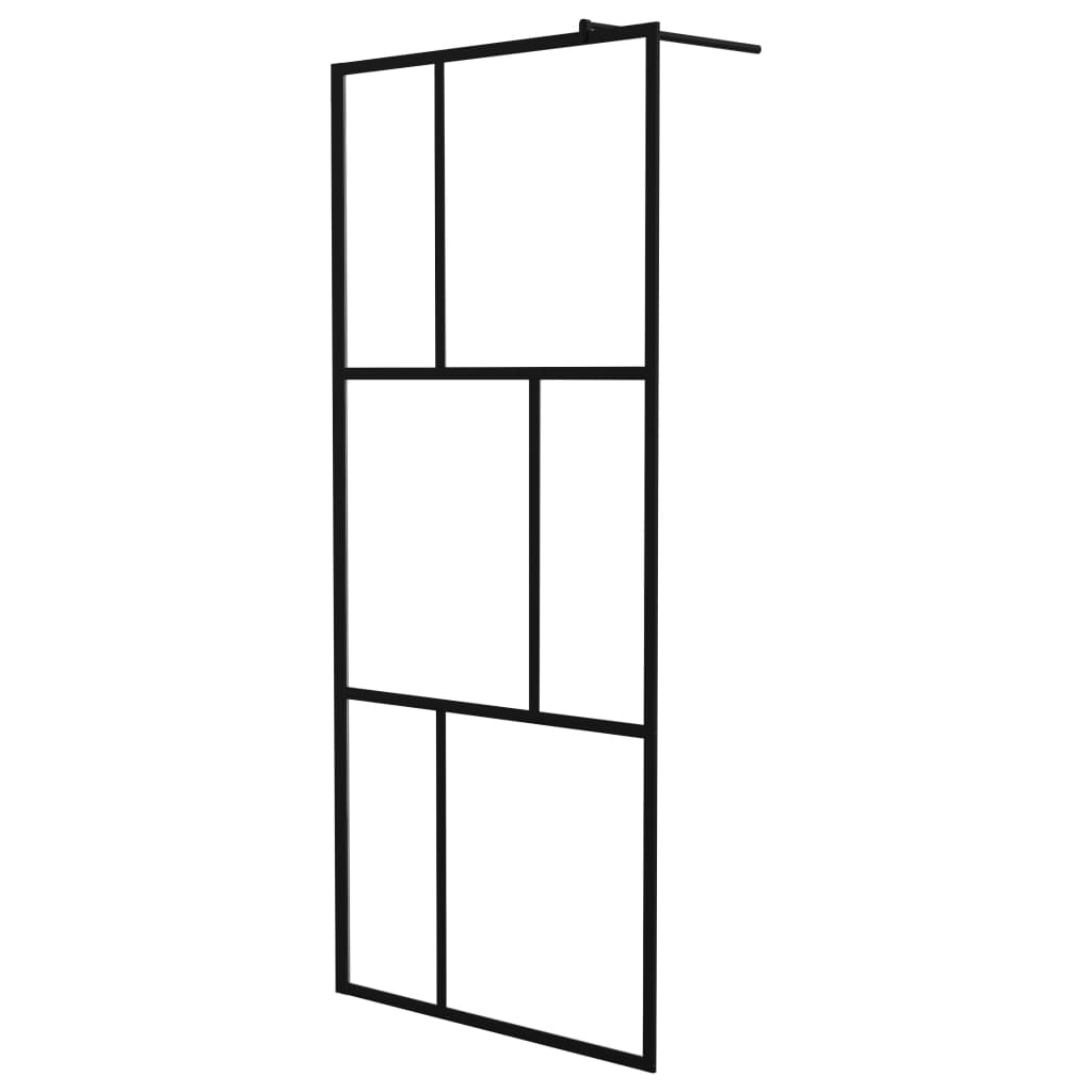 Helloshop26 - Begehbare Duschkabine Duschabtrennung Duschwand Badezimmer Wohnbereich Sicherheitsglas 90 x 195 cm schwarz 02_0002137 Image