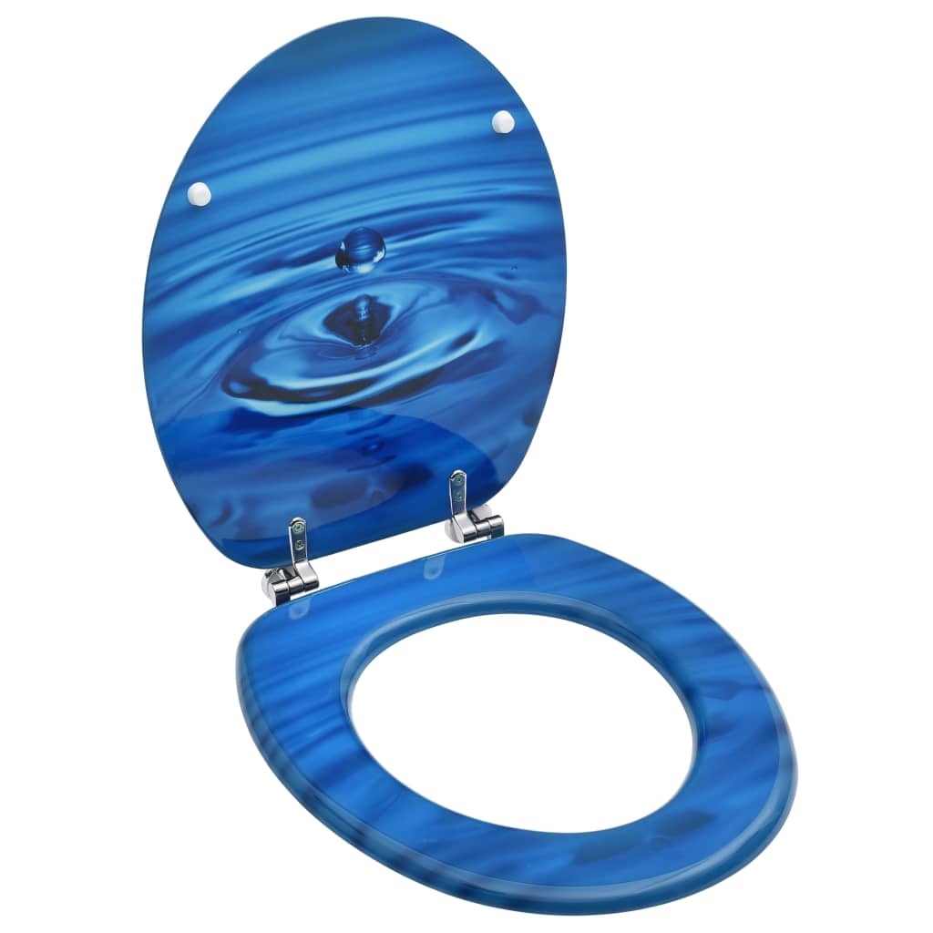 Helloshop26 - WC-Sitz mit Deckel blaues MDF Wassertropfen-Design 02_0002928 Image