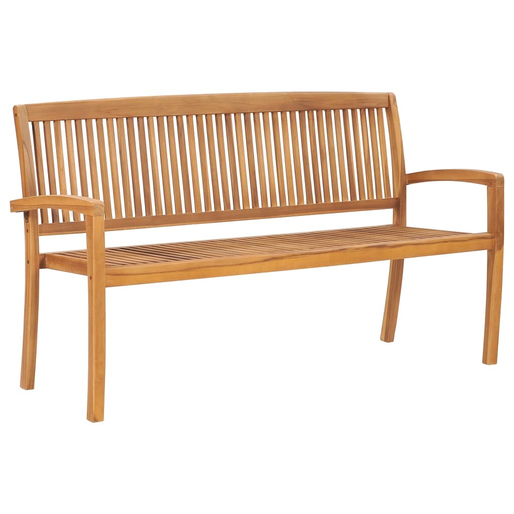 Helloshop26 - Gartenbank Terrassenmöbel 3-Sitzer stapelbar 159 x 57,5 ​​x 90 cm massives Teakholz 02_0011030 Image