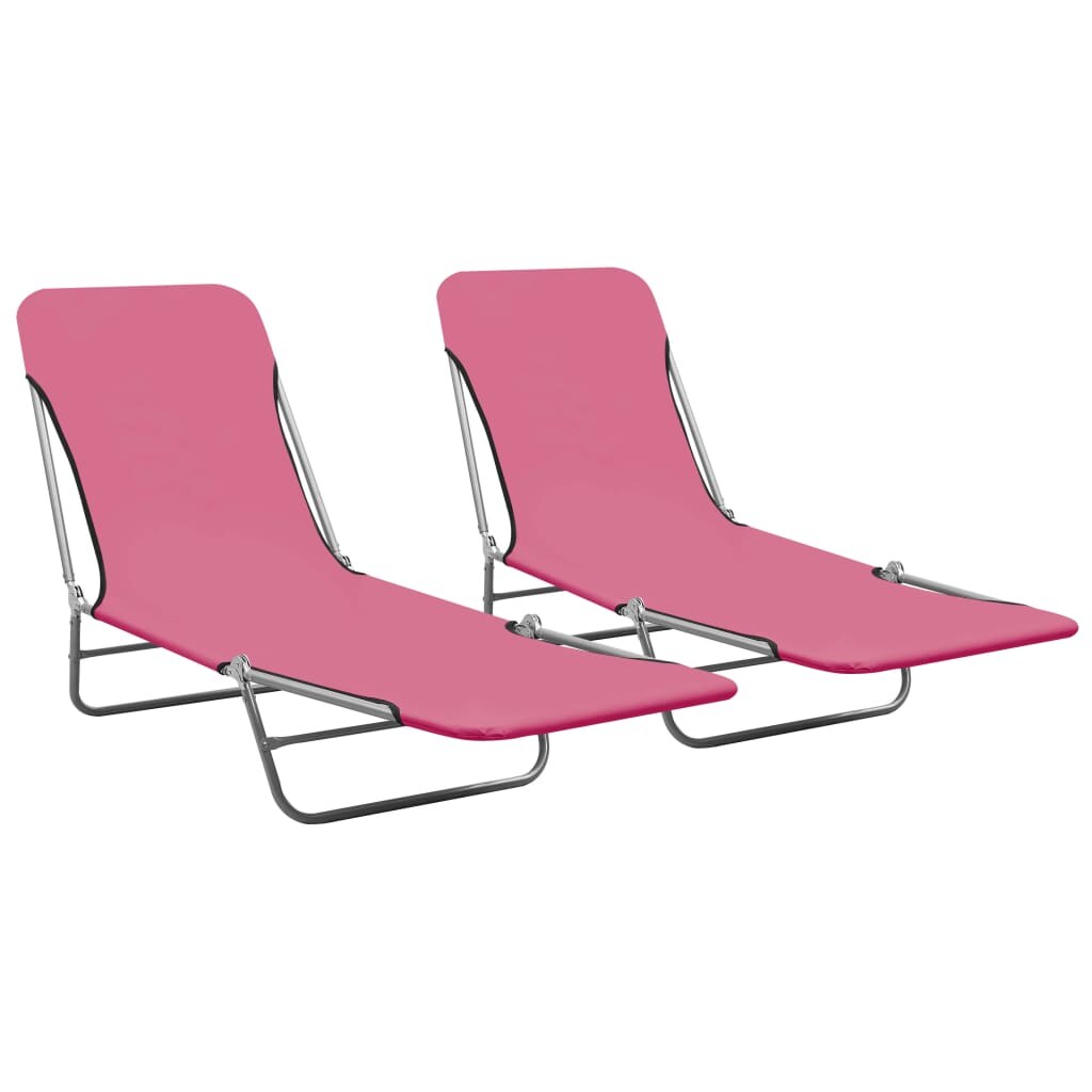 Helloshop26 - Klappbare Sonnenliegen 2 Stück Stahl und rosa Stoff 02_0011937 Image